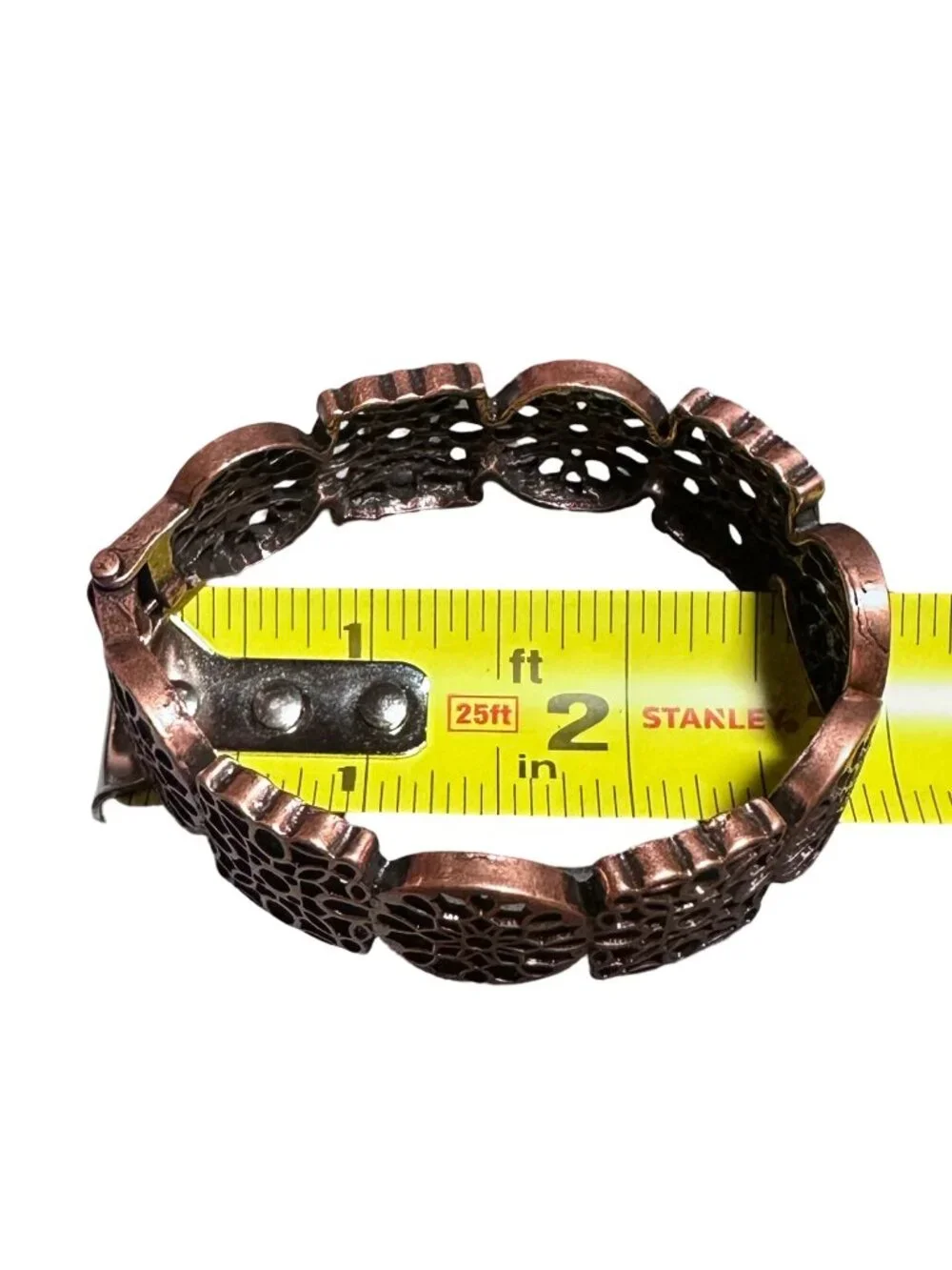 Clamper Hinged Bangle Bracelet Antique Copper Tone Womens Costume Jewelry